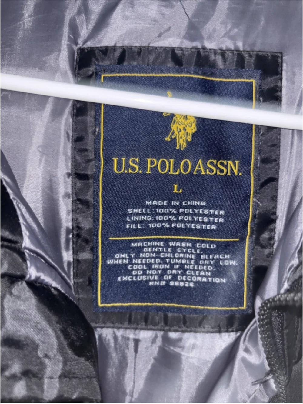 US Polo Association USPA Logo Black Puffer Vest Men's Large